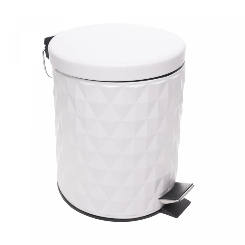 Lixeira Redonda com Pedal Diamond 3L Off White Metal - Lyor Unico - LYOR