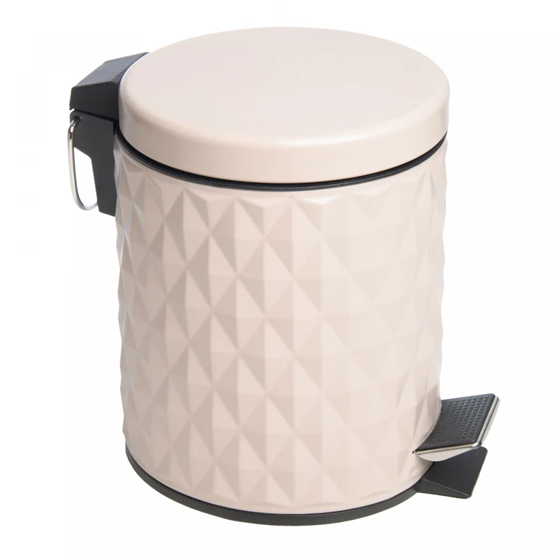 Lixeira Redonda com Pedal Diamond 3L Bege Metal - Lyor Unico - LYOR