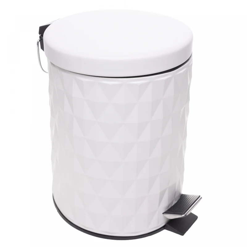 Lixeira Redonda com Pedal Diamond 5L Off White Metal - Lyor Unico - LYOR