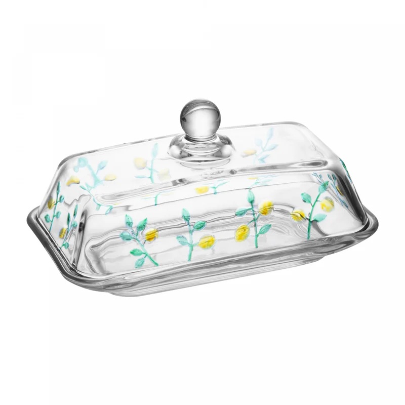 Manteigueira Siciliano Hand Painting 18cm x 10,5cm x 9cm Cristal - Lyor Unico - LYOR