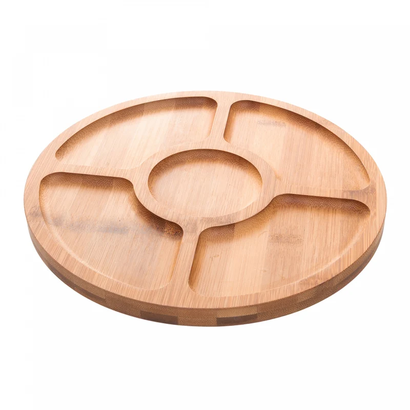 Petisqueira com 5 Divisórias Round Carbon 25cm x 25cm x 1,6cm Bambu - Lyor Unico - LYOR