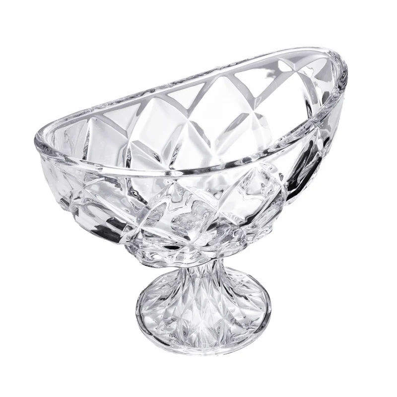 Centro de Mesa com Pé Deli Diamond 28cm x 15cm x 22,5cm Cristal - Lyor Unico - LYOR