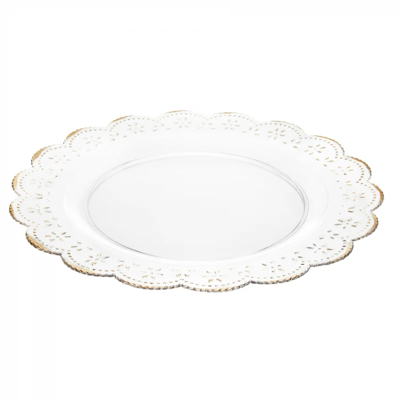 Sousplat Renda de Flores 33cm Plástico - Lyor Unico - LYOR