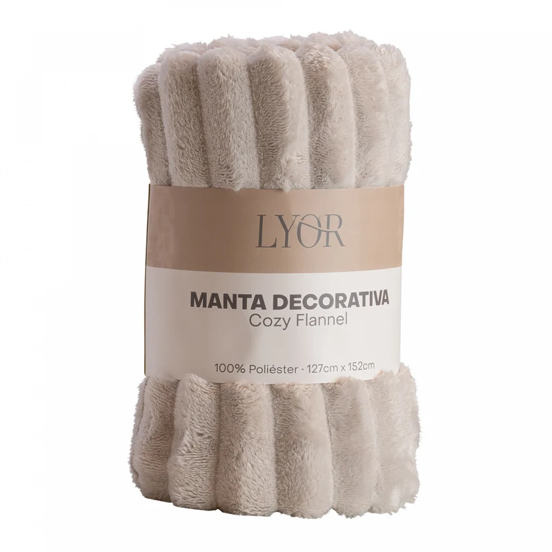 Manta Decorativa Cozy Flannel 127cm x 152cm Cinza Poliéster - Lyor Unico - LYOR
