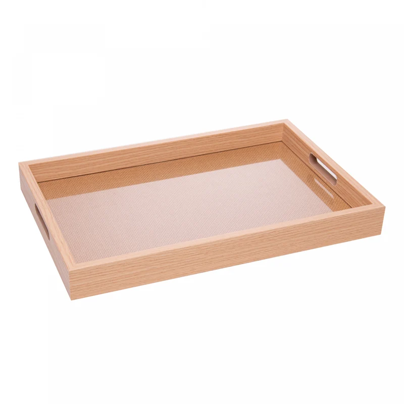 Bandeja Retangular Trançarte 36,5cm x 26,5cm x 4cm Natural MDF - Lyor Unico - LYOR