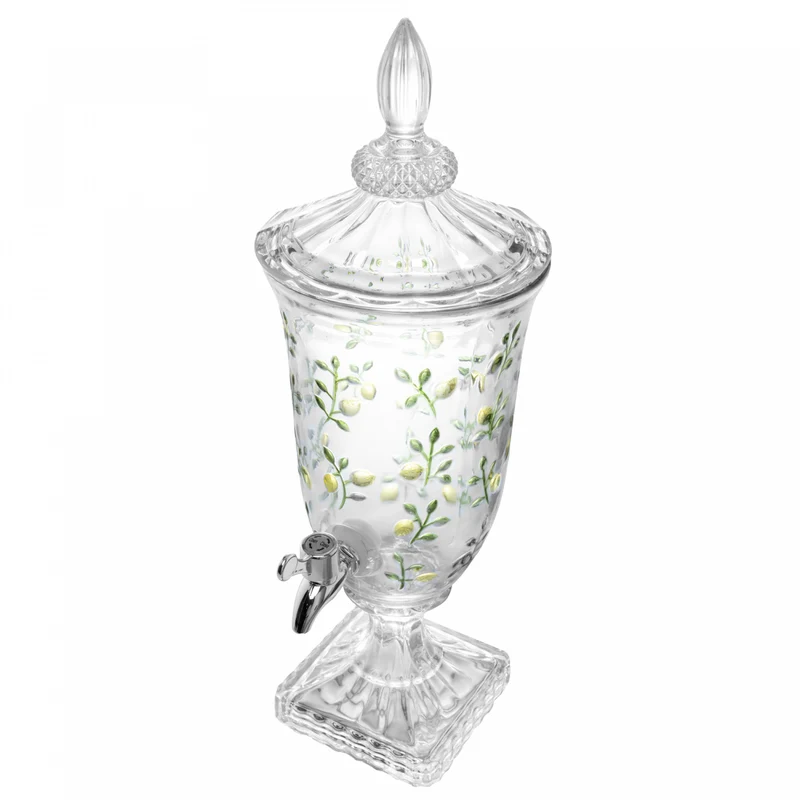 Suqueira com Pé e Tampa Siciliano Hand Painting 2L Cristal - Lyor Unico - LYOR