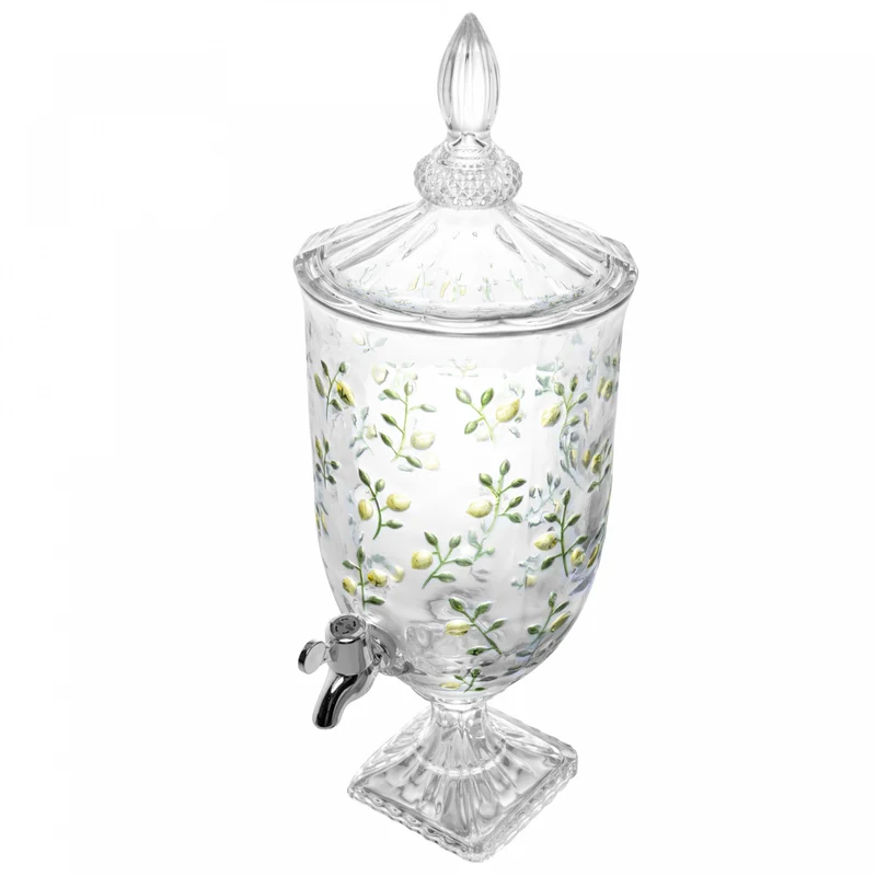 Suqueira com Pé e Tampa Siciliano Hand Painting 4,5L Cristal - Lyor Unico - LYOR