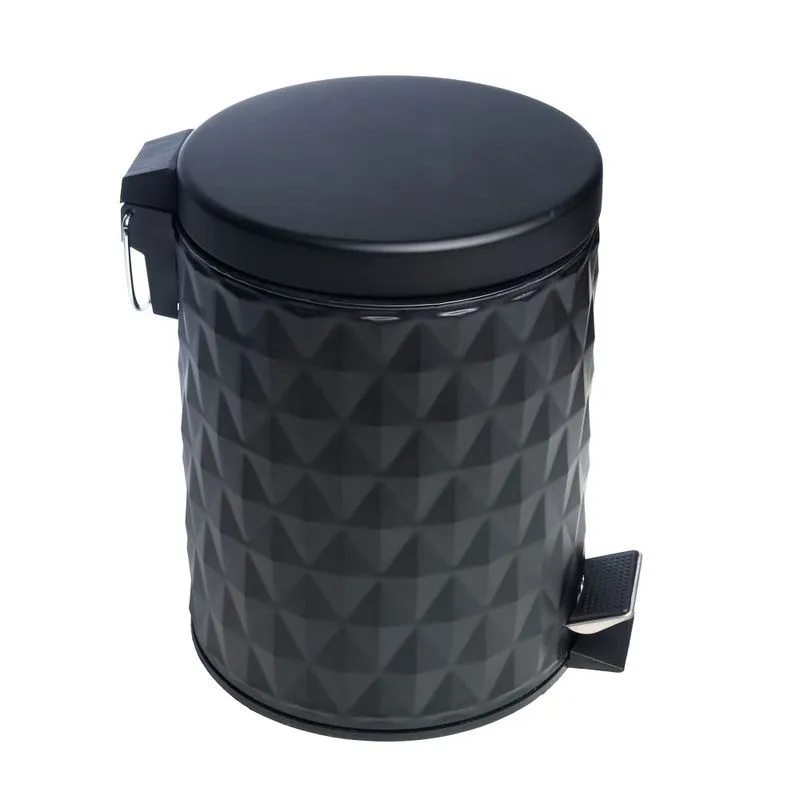 Lixeira 3L Redonda de Metal Diamond Preta Lyor