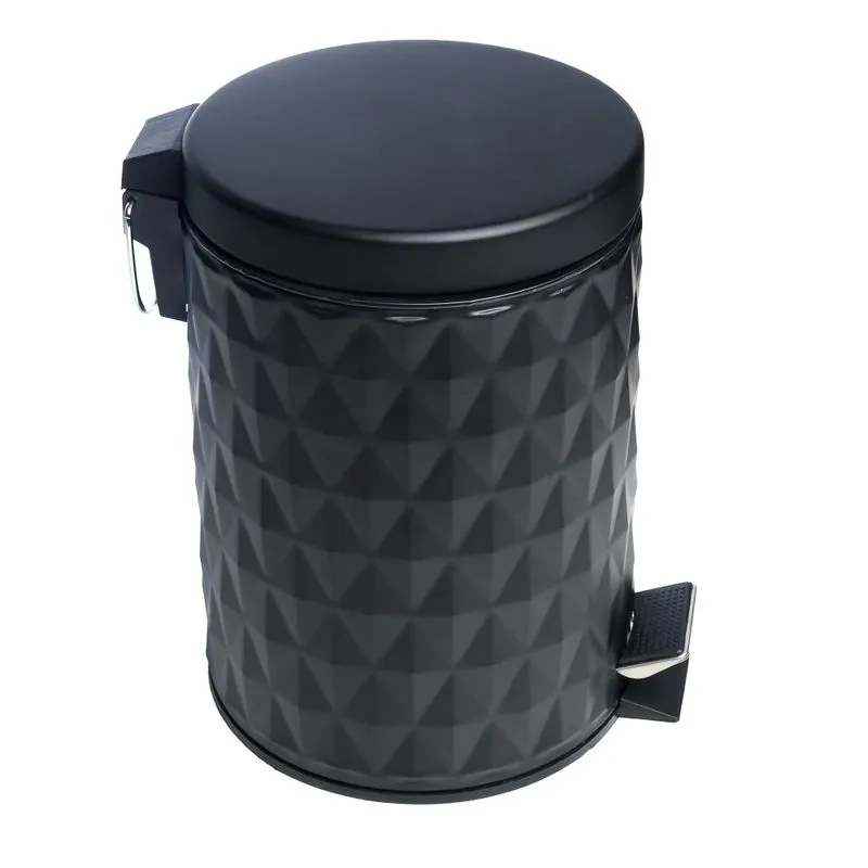 Lixeira 5L Redonda de Metal Diamond Preta Lyor