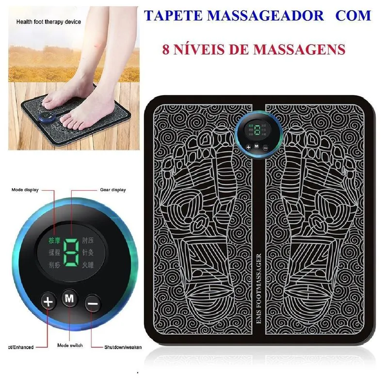 Tapete Eletroestimulador Muscular Para Pés Sem Fio Digital