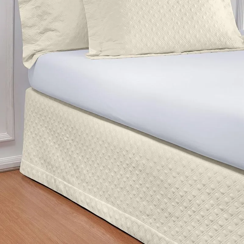 Saia Cama Box Solteiro Matelassado Glass 200 Fios Branco