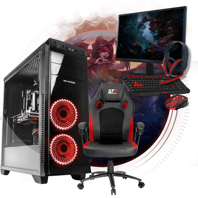 PC Gamer Completo Neologic NLI80902 Intel i5-8400 8GB (GeForce GTX 1050 2GB)1TB + Cadeira Gamer Red