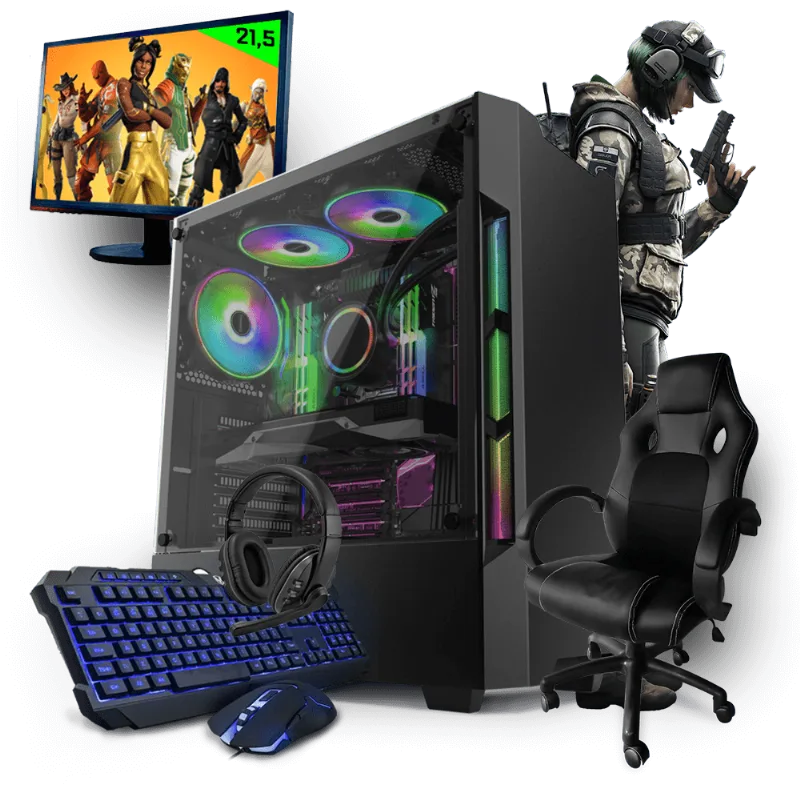 PC Gamer Completo Neologic NLI80952 Intel i5-8400 8GB (GeForce GTX 1050 2GB)1TB + Cadeira Gamer Blue