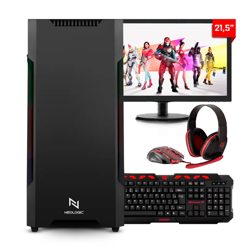 Kit PC Gamer Neologic NLI80935 Ryzen 3 2200G 8GB (GeForce GTX 1050Ti) 1TB + Monitor 21,5