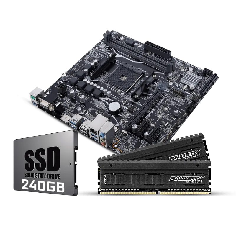 Kit Upgrade UPG0007 A320 Asus + SSD 240GB + Memória Gamer 8GB Ballistix