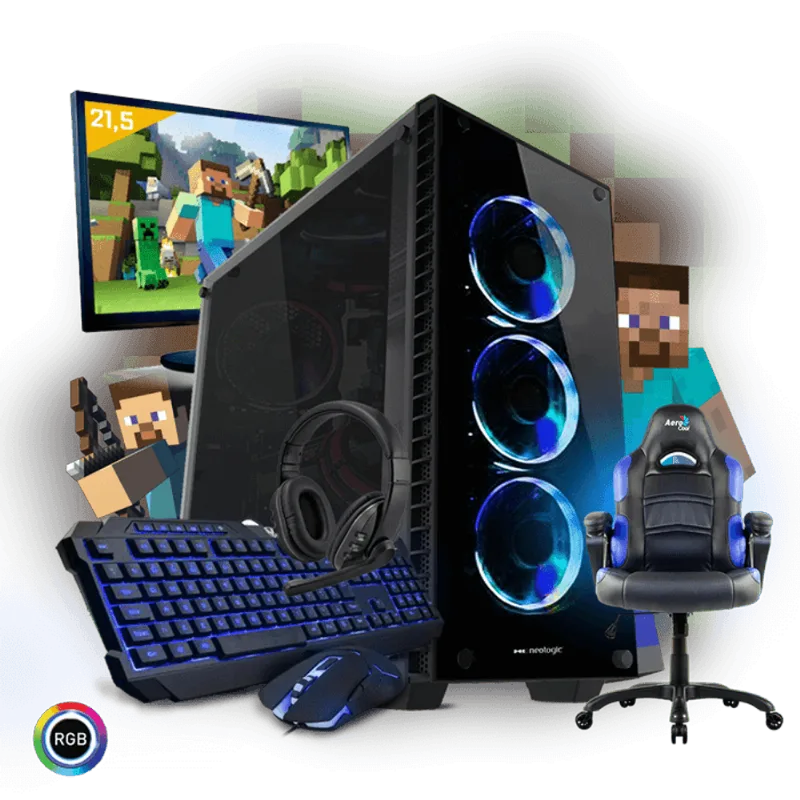 PC Gamer Completo Neologic Mine Box NLI81004 i3-8100 8GB (GeForce GTX 1050) 1TB + Cadeira Gamer