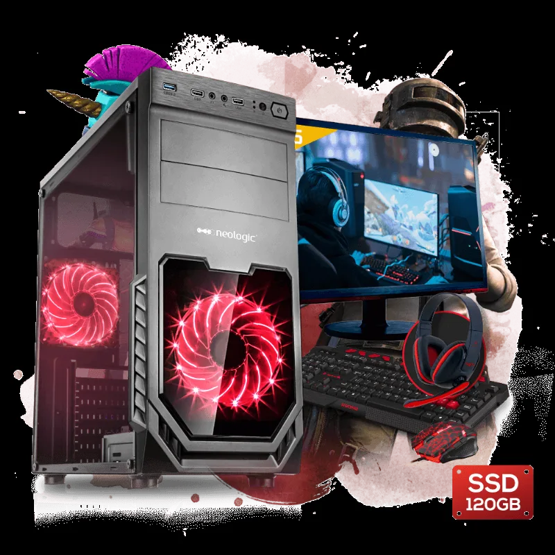Kit PC Gamer Neologic NLI81101 AMD Athlon 200GE (GeForce GTX 1050 2GB)1TB + SSD 120GB + Monitor 21,5
