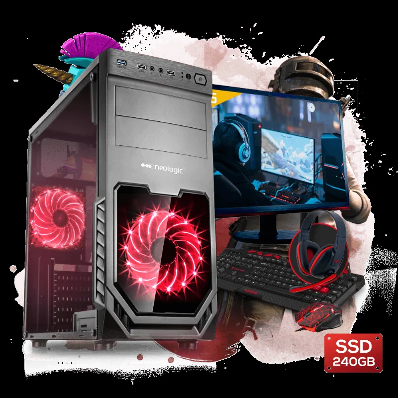 Kit PC Gamer Neologic NLI81113 AMD Athlon 200GE 8GB (Geforce GTX 1050Ti 4GB) 1TB + SSD 240GB + Monitor 21,5