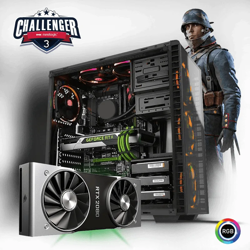 PC Gamer Neologic Challenger III NLI81152 RYZEN 5 2400G 8GB (RTX 2080) 1TB