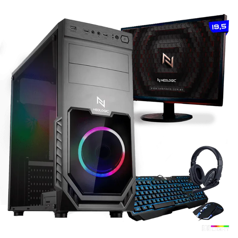 Kit PC Gamer Neologic Start NLI81428 Ryzen 3 2200G 8GB ( Radeon Vega 8 Integrado) 1TB + Monitor 19,5