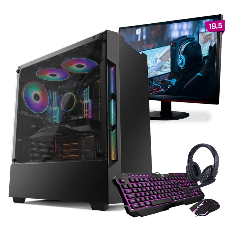 Kit PC Gamer Neologic Start NLI81431 Ryzen 5 2400G 8GB (Radeon RX Vega 11 Integrado) 1TB + Monitor 19,5