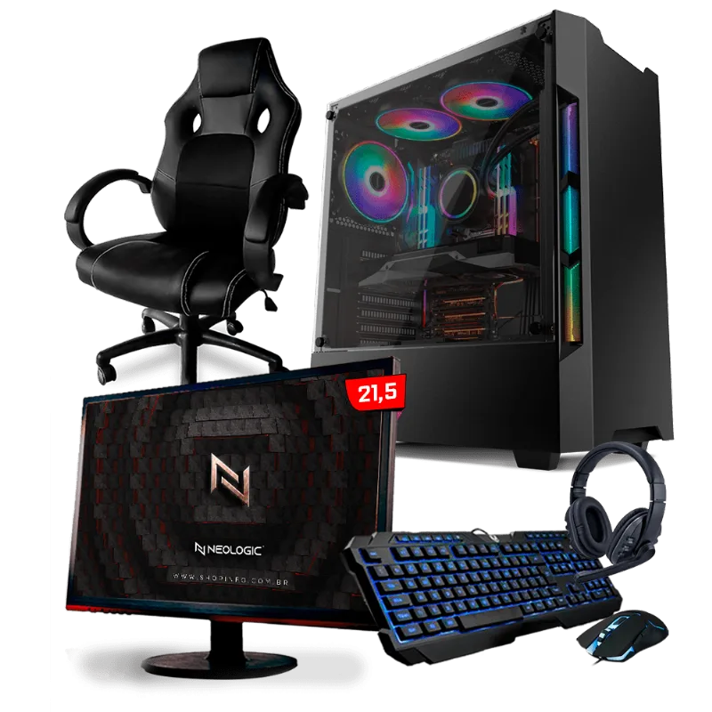 PC Gamer Completo Neologic Start NLI81443 Ryzen 5 2400G 8GB (Radeon RX Vega 11 Integrado) 1TB + Cadeira Gamer