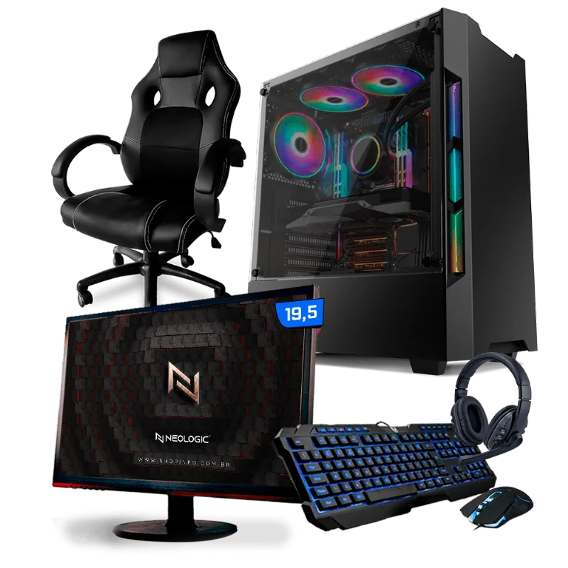PC Gamer Completo Neologic Start NLI81455 Ryzen 5 2400G 8GB (Radeon RX Vega 11 Integrado) 1TB + Cadeira Gamer