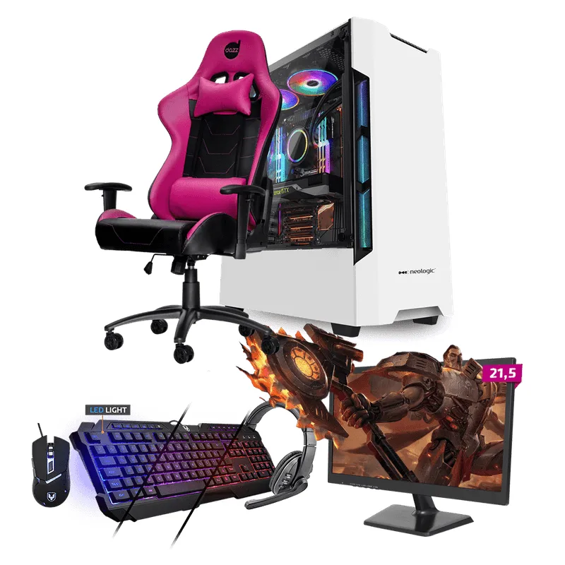 PC Gamer Completo Neologic Start NLI81582 Ryzen 3 2200G 8GB (Radeon Vega 8 Integrado) 1TB + Cadeira Gamer Rosa
