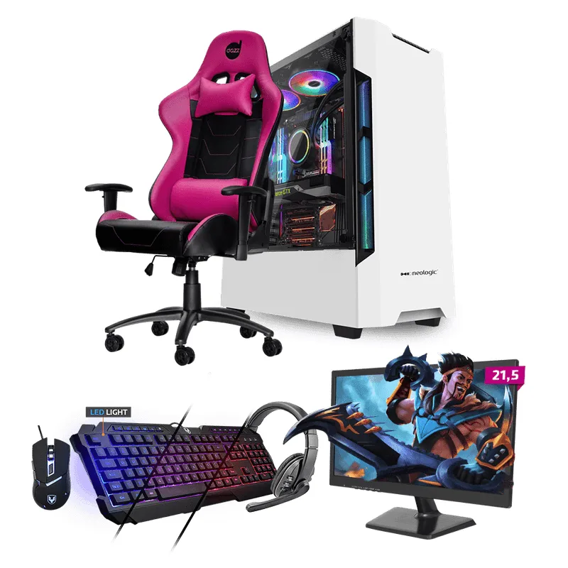PC Gamer Completo Neologic Start NLI81583 Ryzen 3 2200G 8GB (Radeon Vega 8 Integrado) SSD 240GB + Cadeira Gamer Rosa