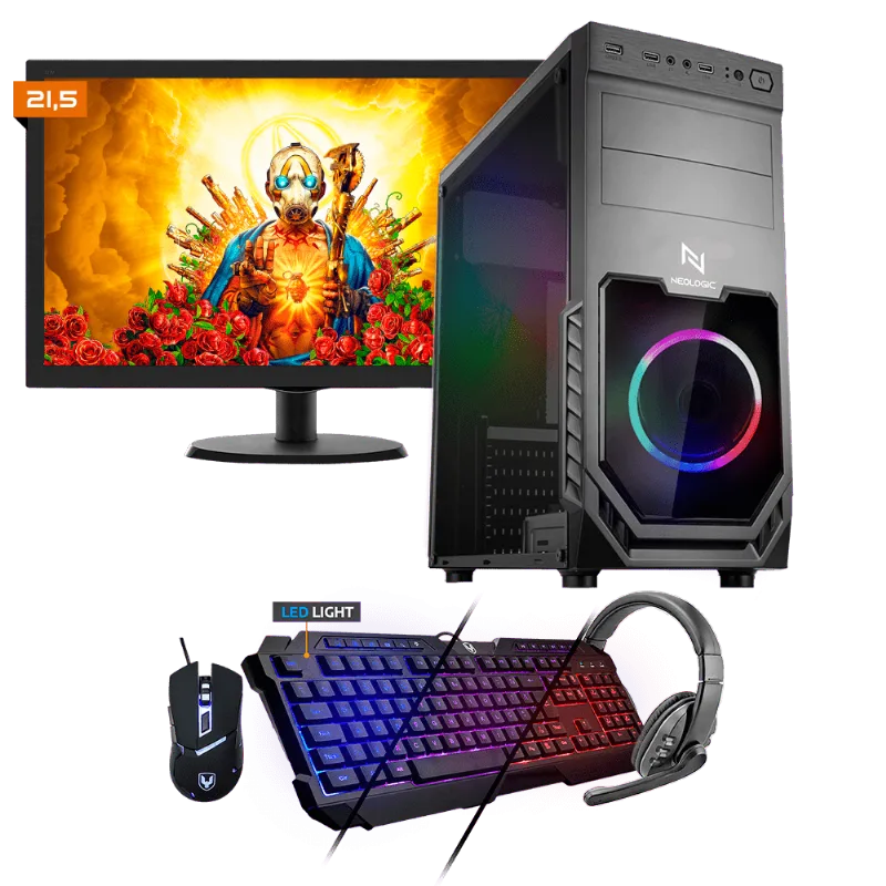 Kit PC Gamer Neologic NLI81535 Ryzen 3 2200G 8GB (RX 570 4GB) SSD 480GB + Monitor 21,5