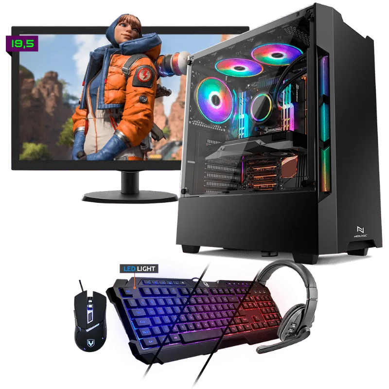 Kit PC Gamer Neologic NLI81544 Ryzen 3 2200G 8GB (RX 570 4GB) SSD 480GB + Monitor 19,5