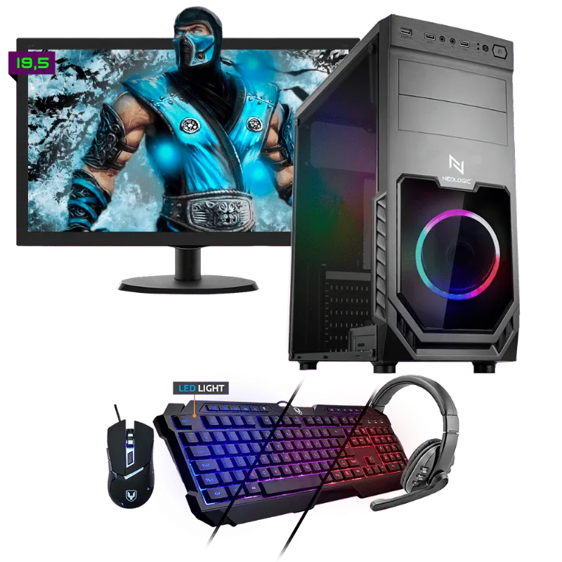 Kit PC Gamer Neologic NLI81546 Ryzen 3 2200G 8GB (RX 570 4GB) SSD 240GB + Monitor 19,5