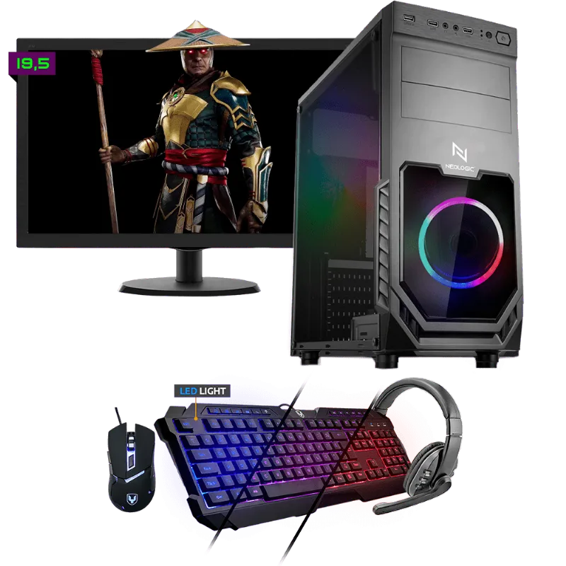 Kit PC Gamer Neologic NLI81547 Ryzen 3 2200G 8GB (RX 570 4GB) SSD 480GB + Monitor 19,5