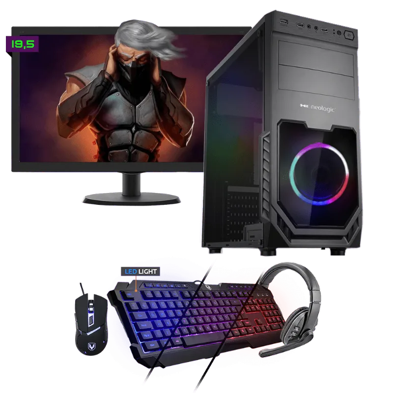 Kit PC Gamer Neologic NLI81548 Ryzen 5 2400G 8GB (RX 570 4GB) 1TB + Monitor 19,5