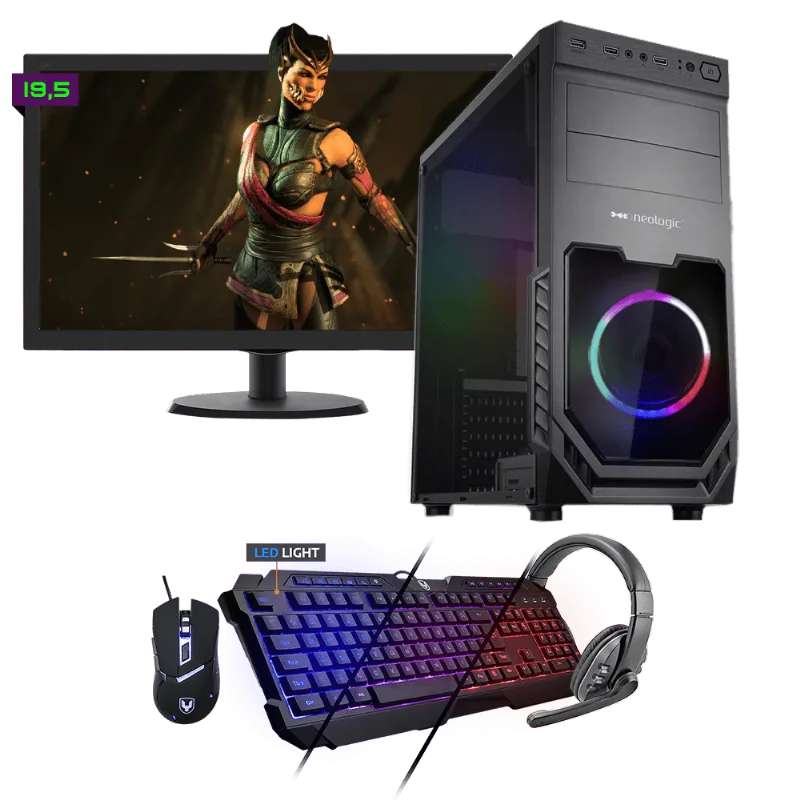 Kit PC Gamer Neologic NLI81549 Ryzen 5 2400G 8GB (RX 570 4GB) SSD 240GB + Monitor 19,5