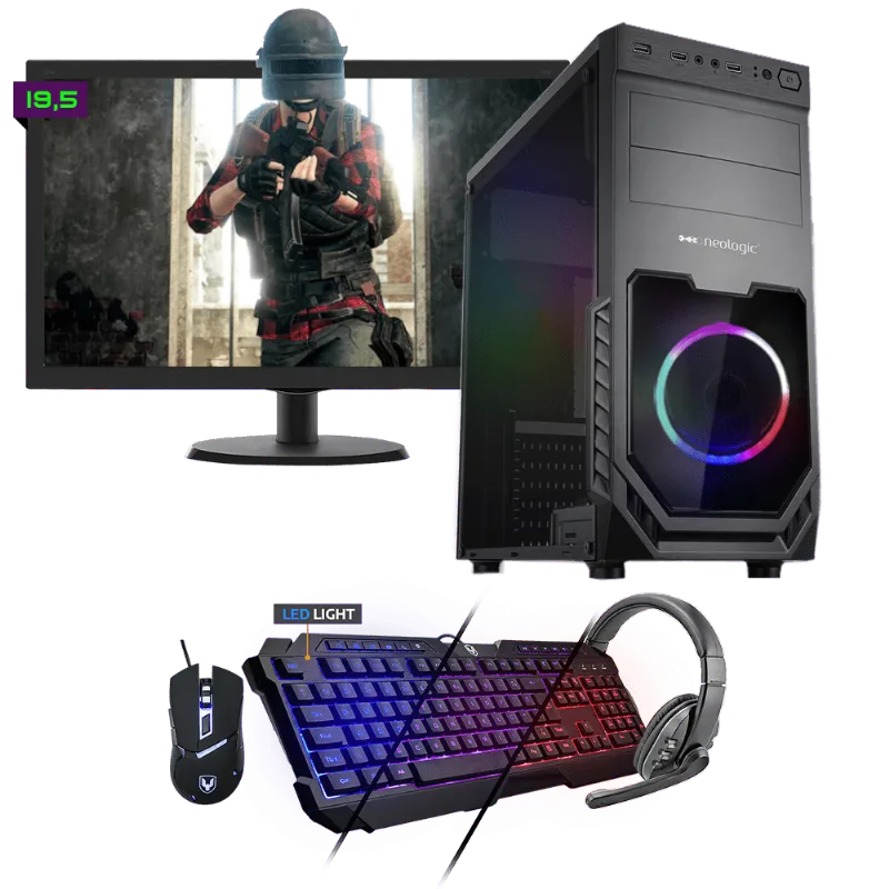 Kit PC Gamer Neologic NLI81550 Ryzen 5 2400G 8GB (RX 570 4GB) SSD 480GB + Monitor 19,5