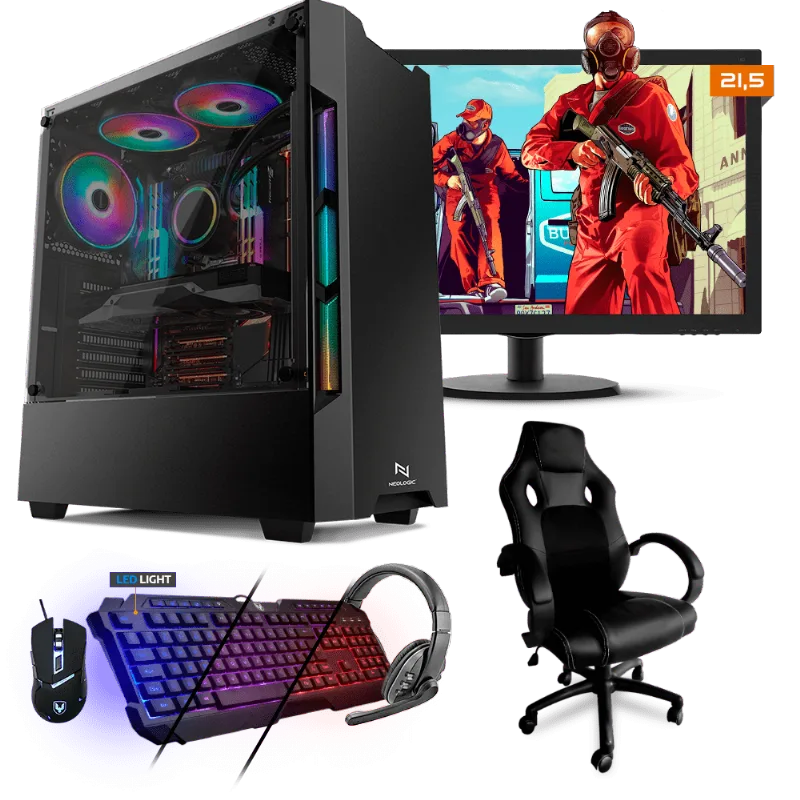 PC Gamer Completo Neologic NLI81555 Ryzen 3 2200G 8GB (RX 570 4GB) SSD 240GB + Cadeira Gamer
