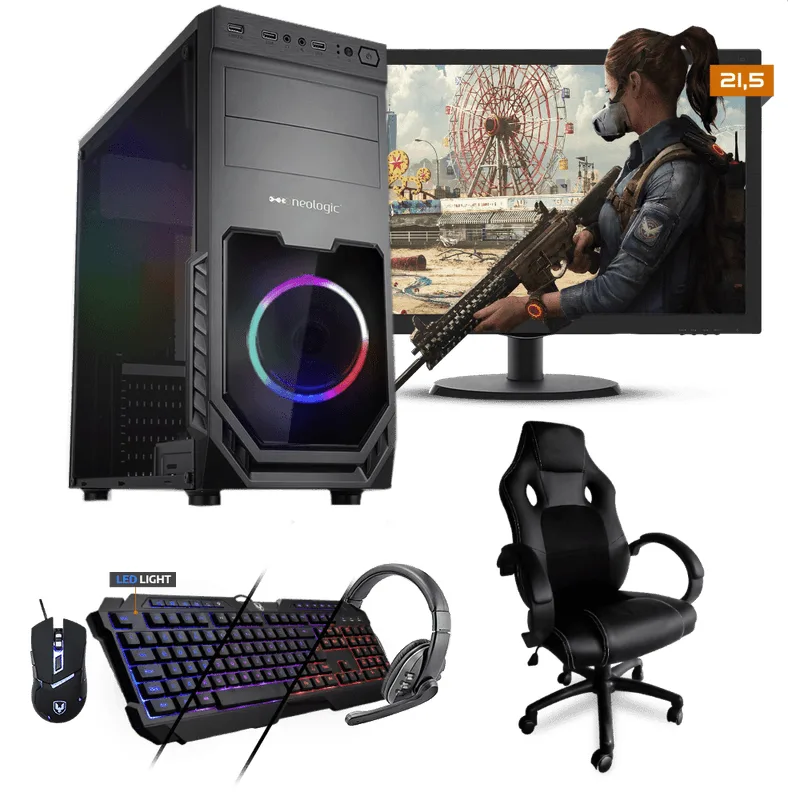 PC Gamer Completo Neologic NLI81563 Ryzen 5 2400G 8GB (RX 570 4GB) 1TB + Cadeira Gamer