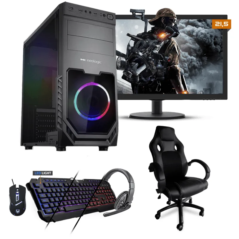 PC Gamer Completo Neologic NLI81564 Ryzen 5 2400G 8GB (RX 570 4GB) SSD 240GB + Cadeira Gamer