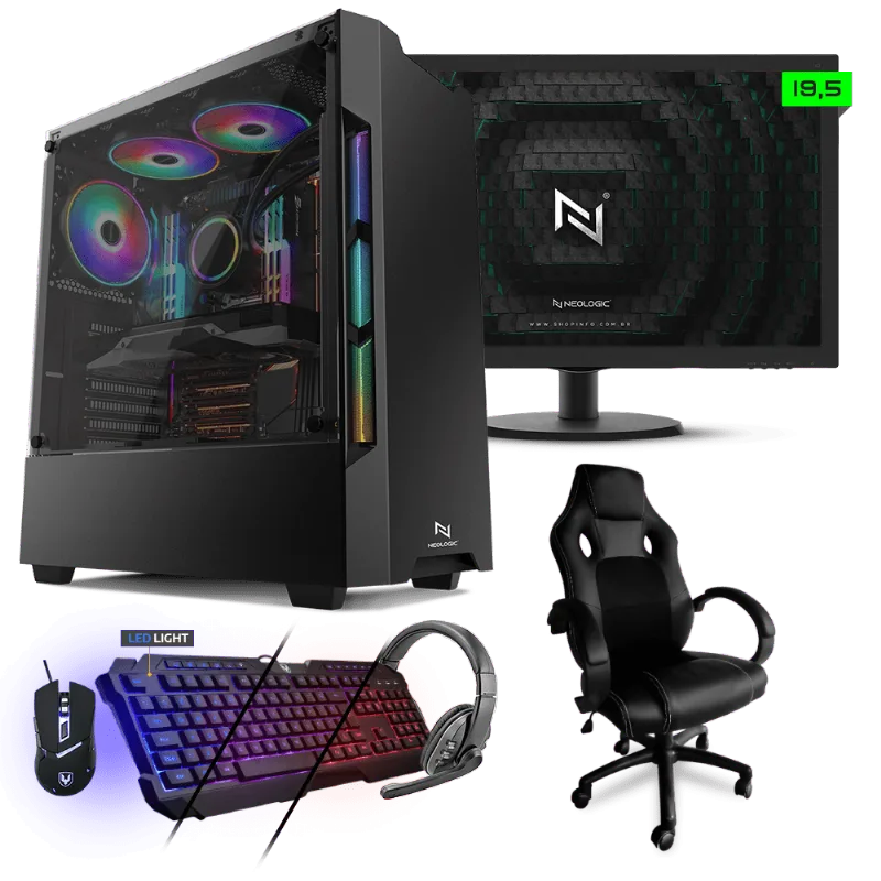 PC Gamer Completo Neologic NLI81573 Ryzen 5 2400G 8GB (RX 570 4GB) SSD 240GB + Cadeira Gamer
