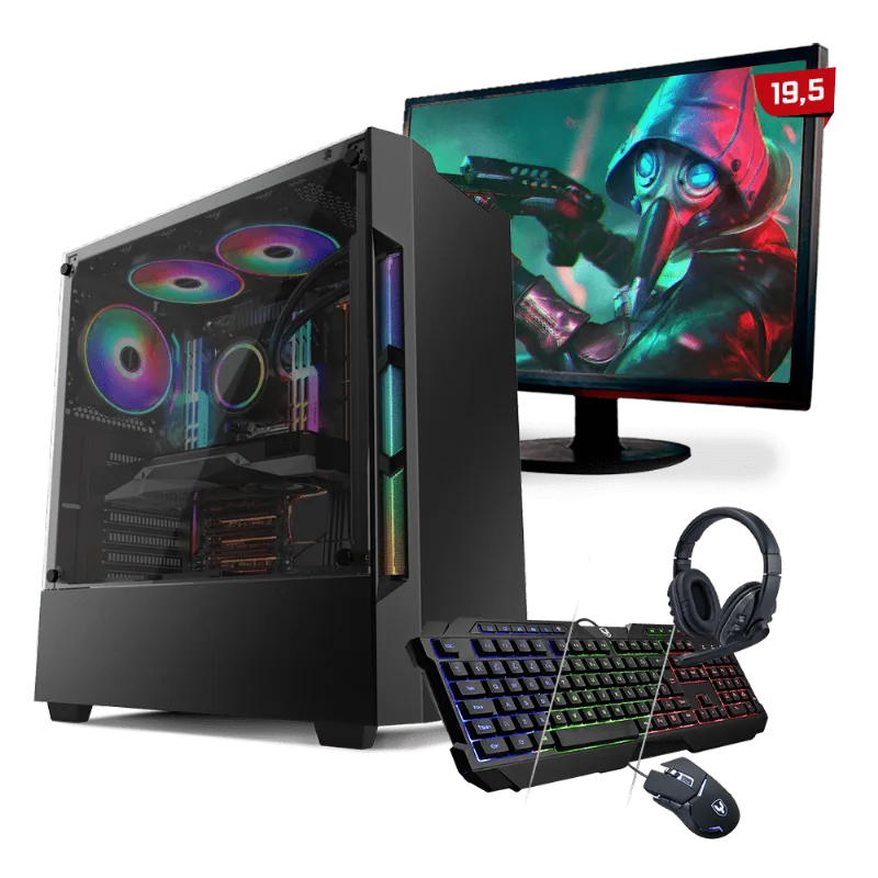 Kit PC Gamer Neologic Start NLI81625 Ryzen 5 3400G 8GB (Radeon Vega 11 Integrado) SSD 240GB + Mon 19,5"