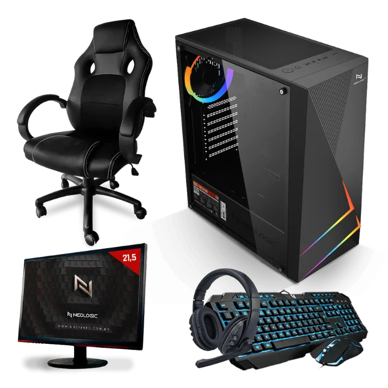 Kit PC Gamer Neologic Start NLI81627 Ryzen 3 3200G 8GB (Radeon Vega 8 Integrado) SSD 240GB + Mon 21,5"