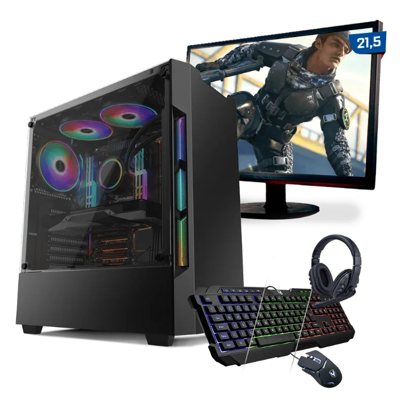 Kit PC Gamer Neologic Start NLI81629 Ryzen 5 3400G 8GB (Radeon Vega 11 Integrado) SSD 240GB + Mon 21,5"