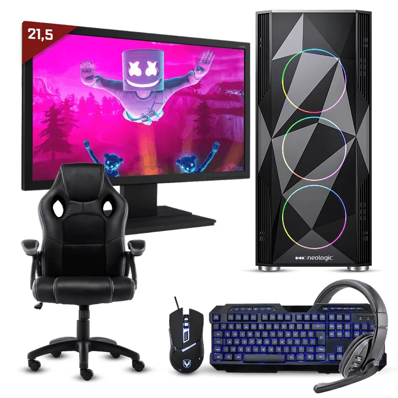 Pc Gamer Completo Neologic Start NLI81694 Ryzen 5 2400G 8GB (Radeon Vega 11 Integrado) 1TB + Cadeira Gamer