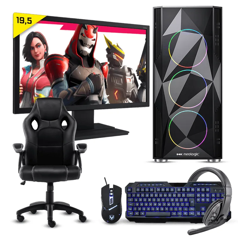 Pc Gamer Completo Neologic Start NLI81700 Ryzen 5 3400G 8GB (Radeon Vega 11 Integrado) 1TB + Cadeira Gamer