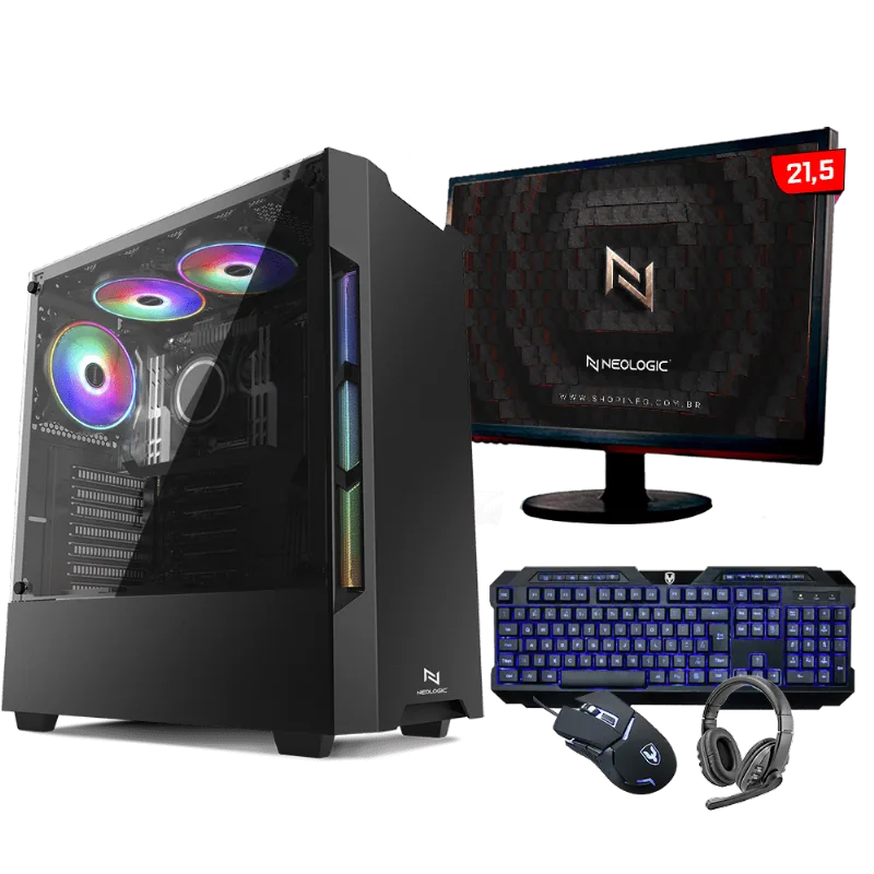 Kit - Pc Gamer Neologic Start NLI81832 AMD 3000G 8GB (Radeon Vega 3 Integrado) 1TB + Monitor 21,5