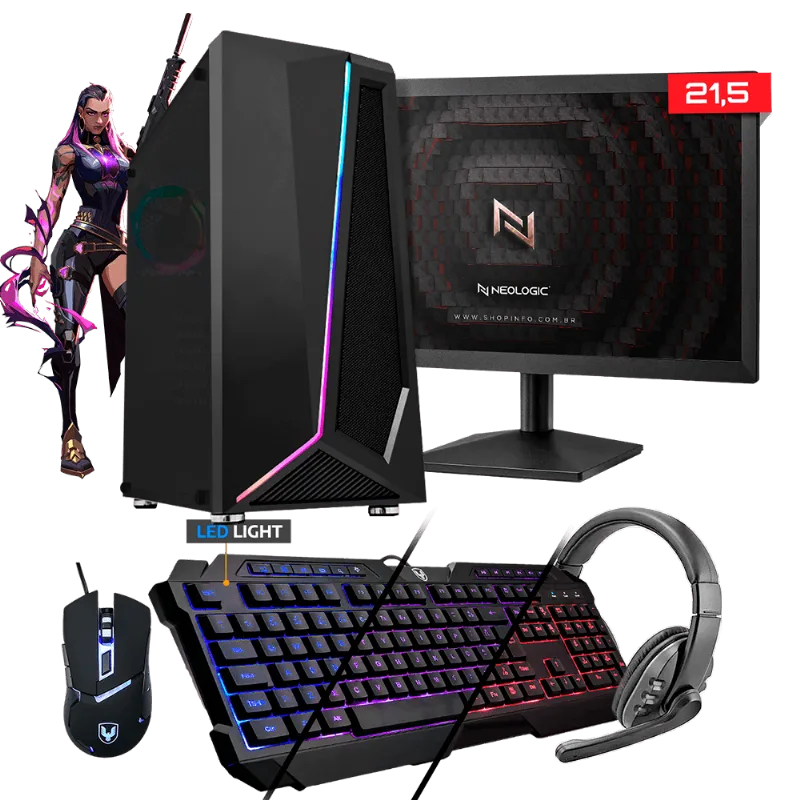 Kit - PC Gamer Neologic X NLI81868 Intel G-5900 8GB (Geforce GT 1030 2GB) 1TB + MONITOR 21,5