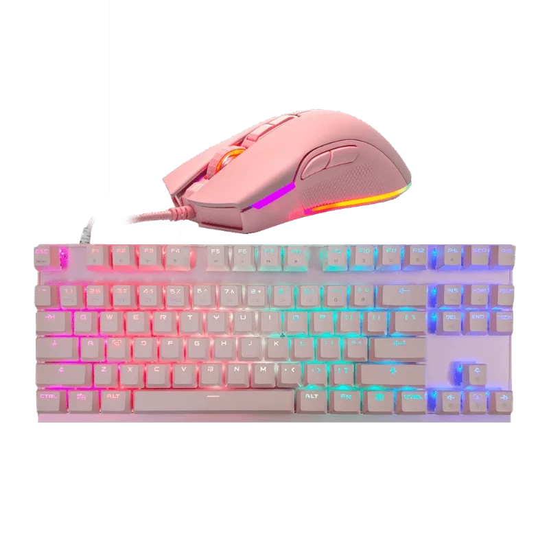 Kit Gamer Motospeed Rosy Teclado CK82+Mouse V70
