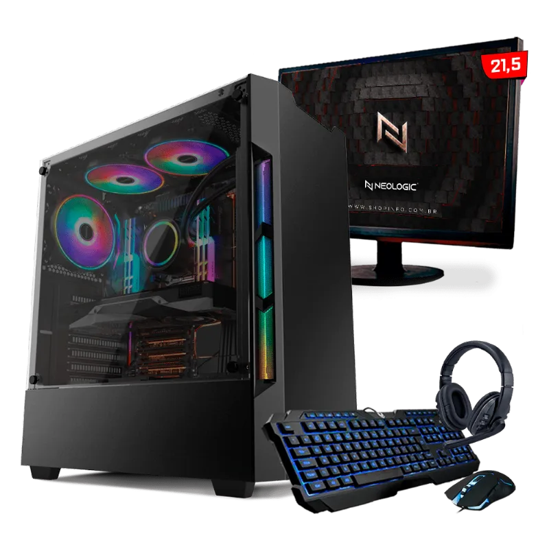 KIT - PC Gamer Neologic NL82229 AMD Ryzen 5 3500 16GB (RX 550 4GB) SSD 240GB + Monitor 21,5
