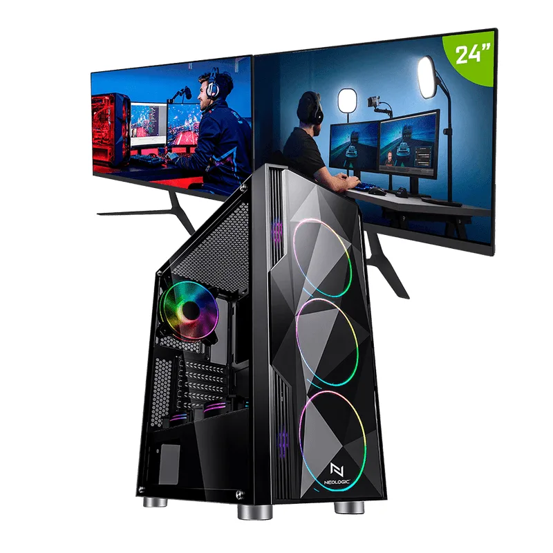 PC Gamer Neologic Streamer NLI82299 Intel i5-9400F 16GB (GTX 1050TI 4GB) SSD 240GB + HD 1TB 400W 80 Plus + 2 Monitores 24